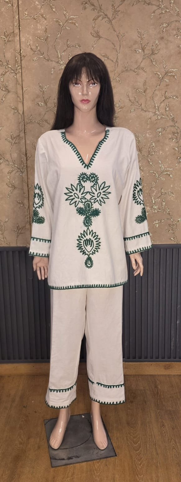 Emerald Embroidered Cotton Co-ord Set
