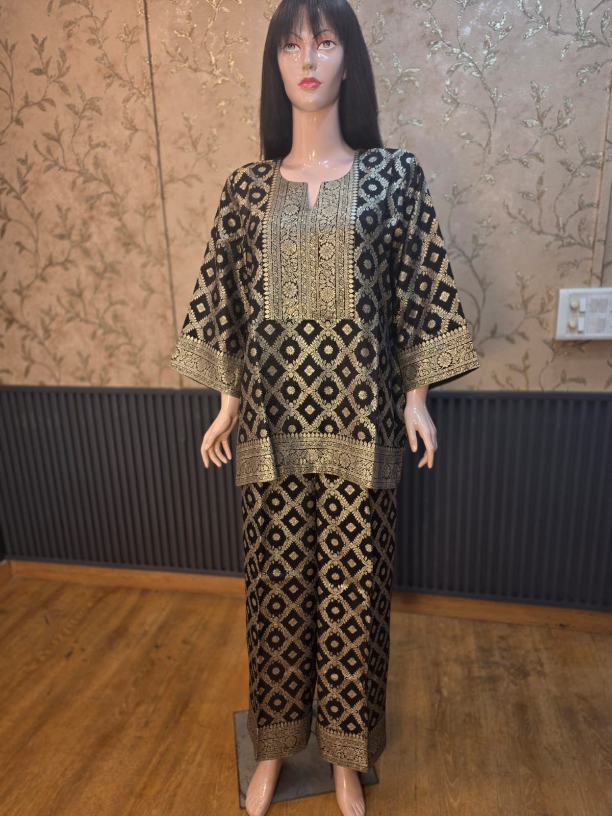 Luxury Black Brocade Co-ord Set