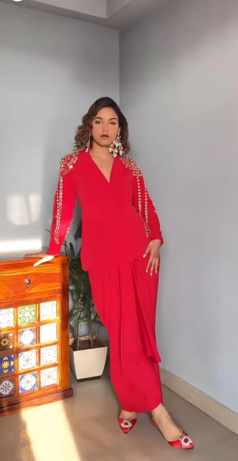 2 Piece Co-ord Set with Mirror Work with PANTS/ SKIRT