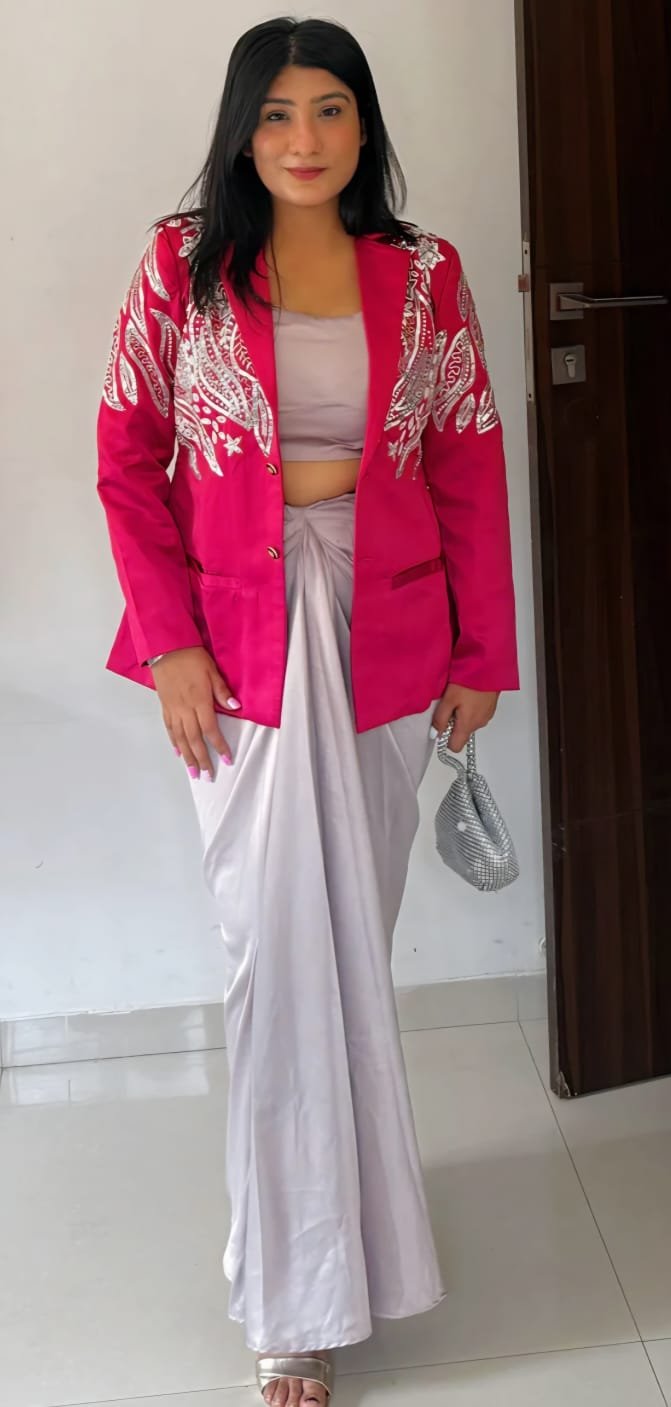 Gulnaar Drape Set with Statement Embroidered Jacket