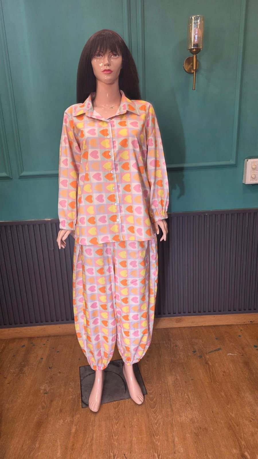 Pastel Heart Print Co-ord Lounge Set